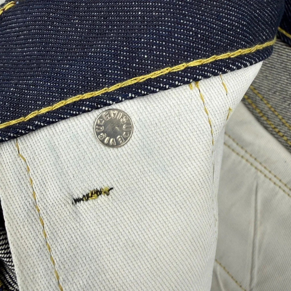 Evisu Osaka Japan Men Raw Denim Jeans Size 30 Dark Wash Wave Graphic Japan Made